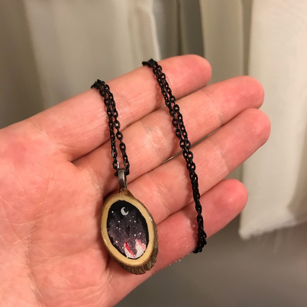 Wood slice necklace
